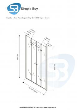Glas Concept 24 185x195cm Vegas - Dusche - Nischendusche - Pendeltür - 8mm ESG 